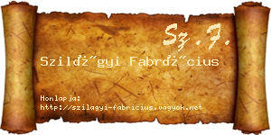 Szilágyi Fabrícius névjegykártya